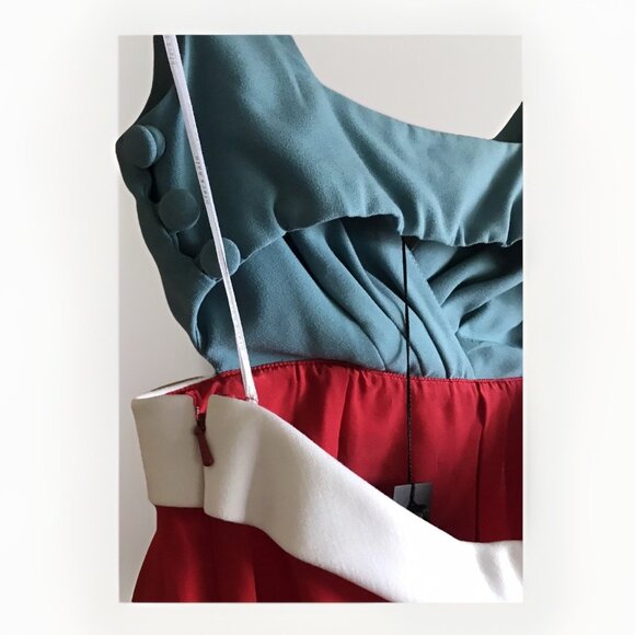 Anthropologie Black Halo Blue Red Wrap Top Mini Dress Size 0 - Picture 4 of 9